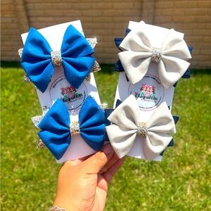 Blue and White Hair Bow Set